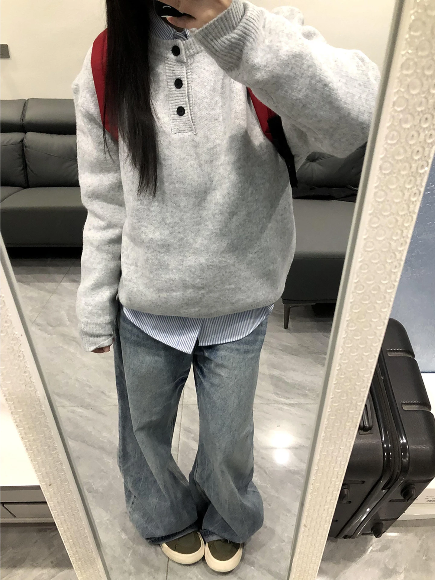 

Light ey Henry Collar Knitwear Men Women Autumn Winter Loose Fit Comfortable Base Layer irt Cleanfit Inner Wear Turtlene