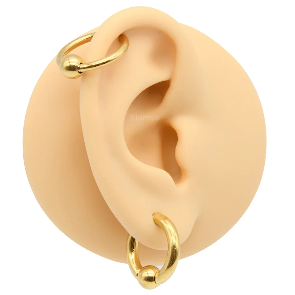 Piercing de grand calibre 00G en acier inoxydable, anneau de perle à ressort captif pour le nez, Clicker, Septum, anneaux de mamelon, bijou BCR PA, 1 pièce