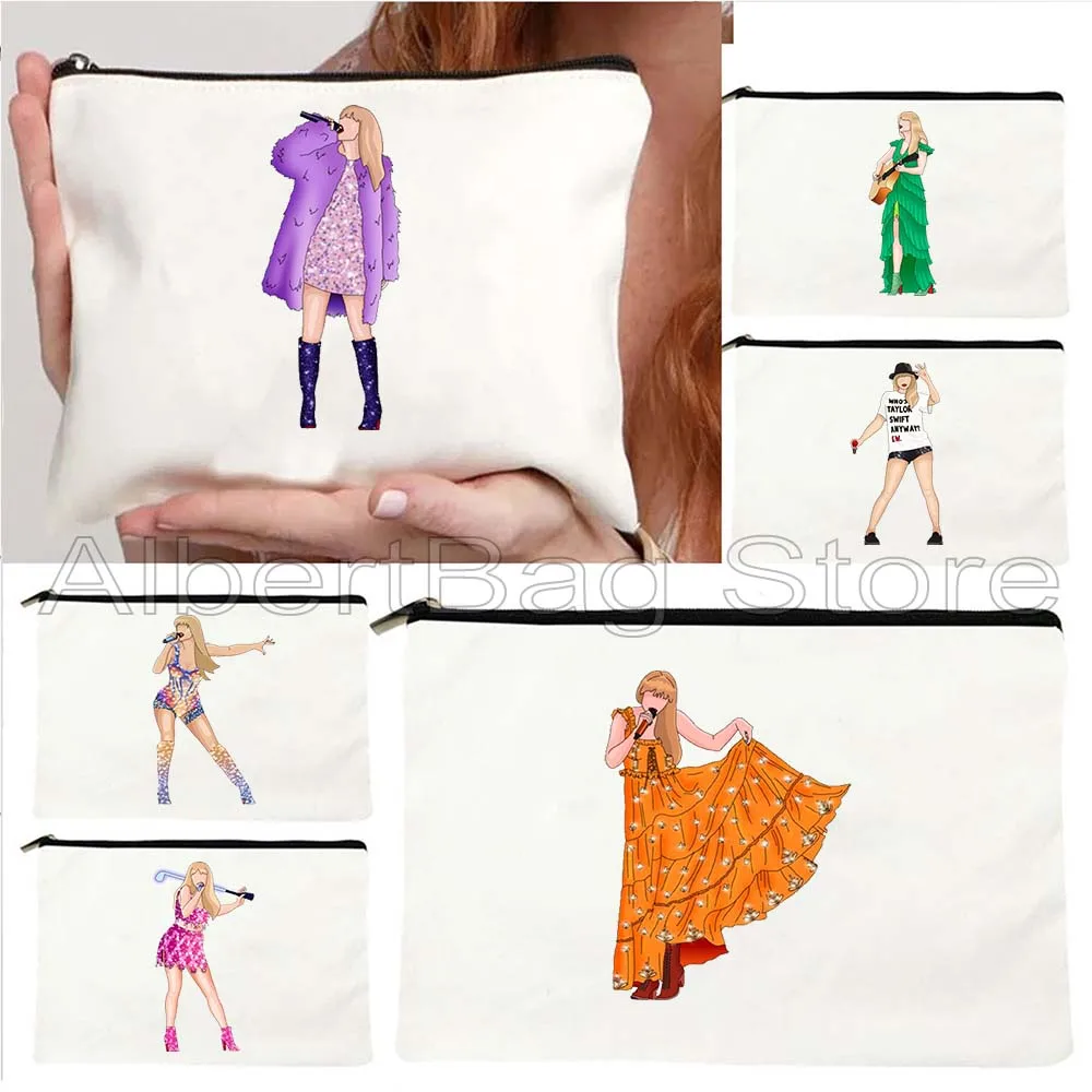 

Fashion Cute Fan Gifts Beautiful Music Print Girls Canvas Cosmetic Makeup Cotton Lipstick Toilet Bag Pencil Case Zipper Pouch