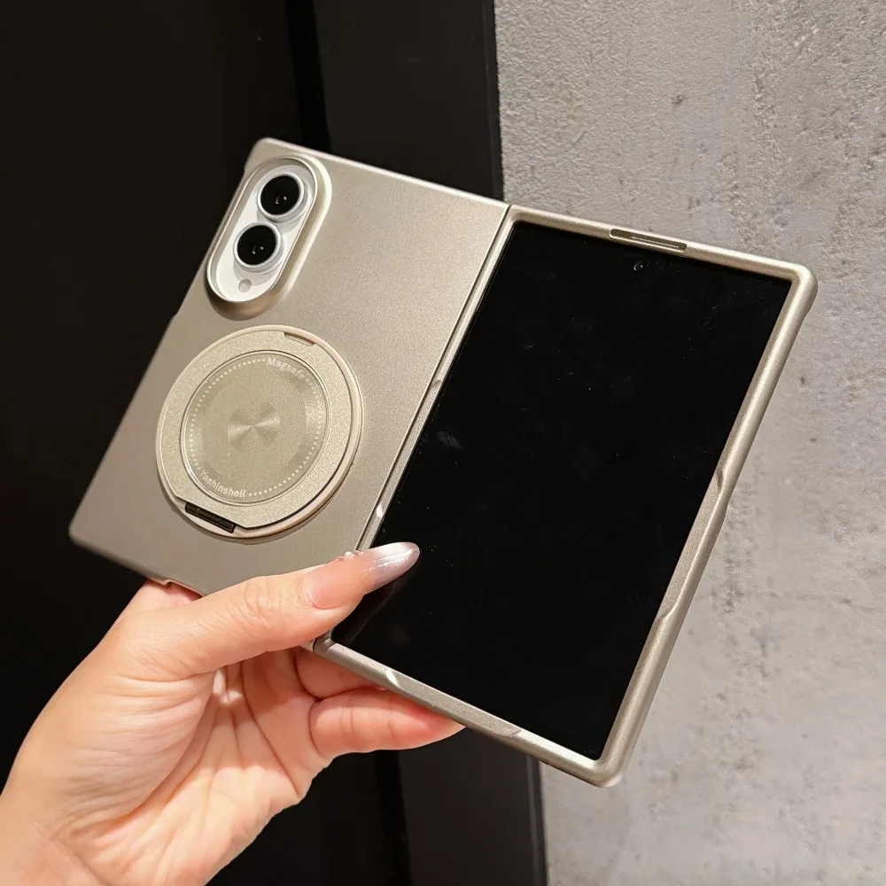 360° drehbarer Kickstand mit magnetischem Ringständer für Samsung Galaxy Z Fold 8 Ultra 7 6 5 4 3, metallische, stoßfeste Hartschalenhülle