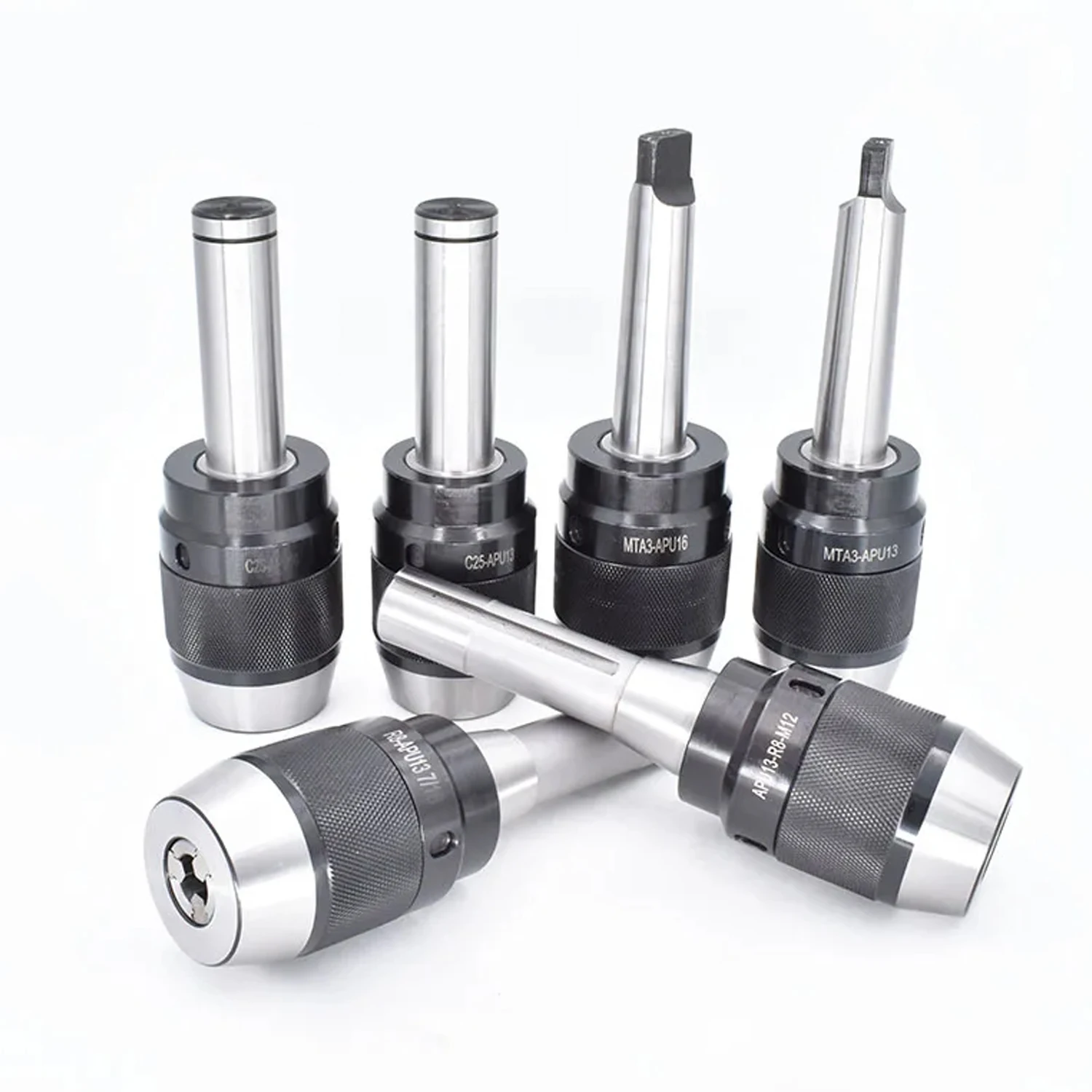 MT2 MT3 MT4 C20 C25 C32 R8 7/16 M12 porte-outil broche APU13 APU16 CNC mandrin de forage Morse à trois mâchoires auto-serrant intégré