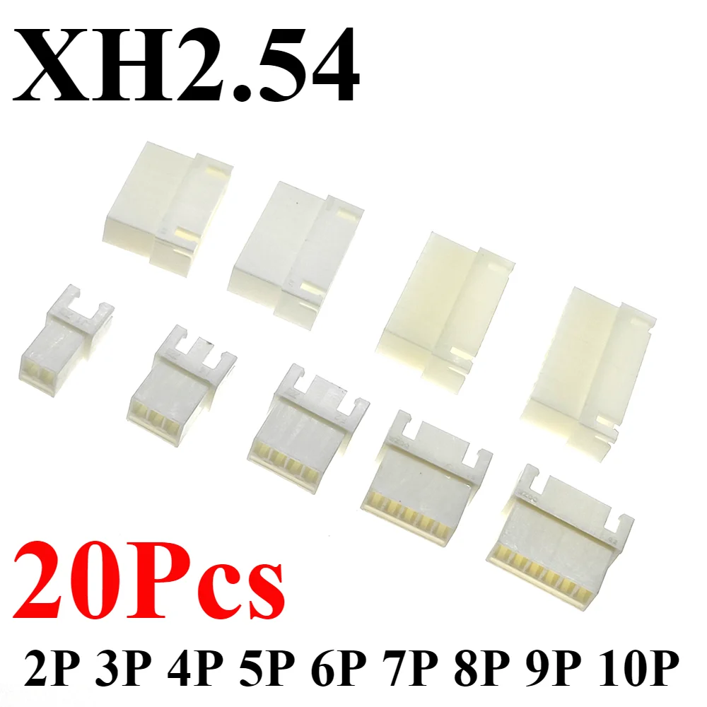 20Pcs XH2.54 TJC3 Female Connector Housing 2.54mm Pitch 2P 3P 4P 5P 6P 7P 8P XH Plug Plastic Shell