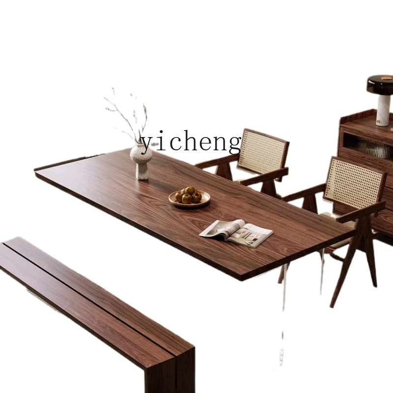 

XL Walnut Log Acrylic Suspension Dining Table Rectangular Nordic Solid Wood Desk Chair