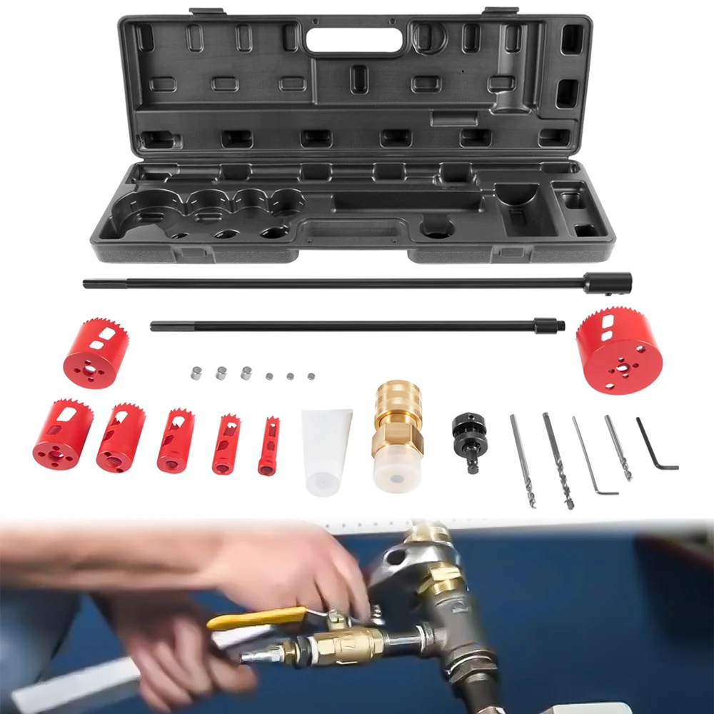 

08350 DM3MECH Mechanical Hot Tapping Machine Kit for NPT with Hole Saws and Arbor, Fits 3/4-4-inch Valves