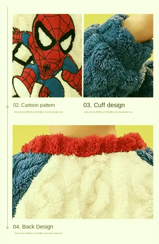 Winter-Kinderkleidung, Jungen-Cartoon-Schlafanzug-Set, Flanell, dick, langärmelig, warmes Set, Pyjama, zweiteiliges Set, Kinderkleidung – Detail 8