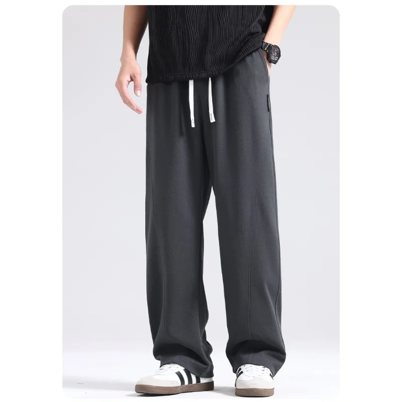New Summer Curved-cut Wide-leg Sport Pants Loose Straight-leg Long Pants Thin Sweatpants Men's Casual Fashion Comfort Men’s Wear