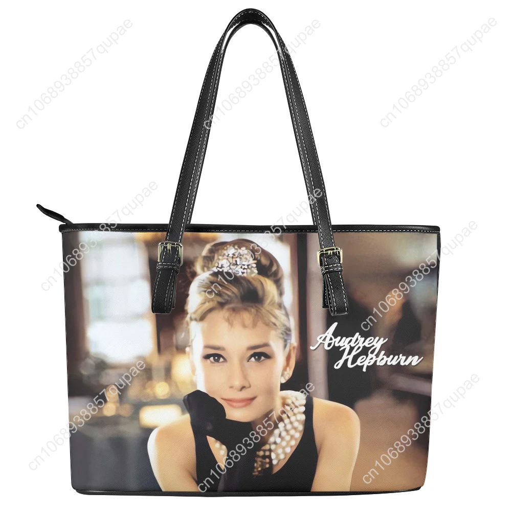 Audrey Hepburn Movie Star Custom Handbag Womens Mens Personalized Tote Bag Shoulder Bag Business Leather Purse Travel Bag Gift