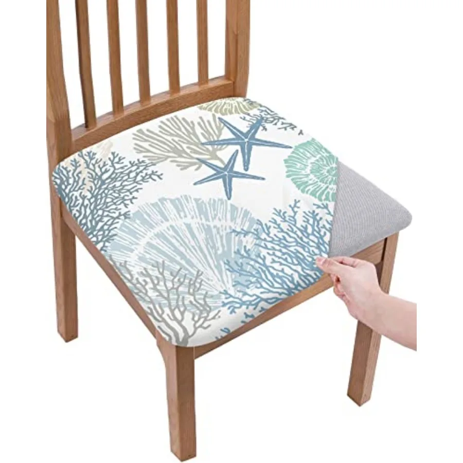 

Чехлы для стульев в стиле прибрежной тематике, комплект из 4 штук, летние пляжные чехлы-накидки, защитные чехлы для стульев с морскими мотивами, эластичные чехлы с узором морских звезд