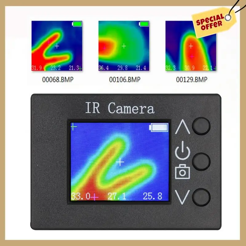 MLX90640 مستشعر درجة الحرارة بالأشعة تحت الحمراء تصوير حراري بسيط 1.8 بوصة شاشة LCD كاميرا تصوير بالأشعة تحت الحمراء محمولة باليد باللون الأسود