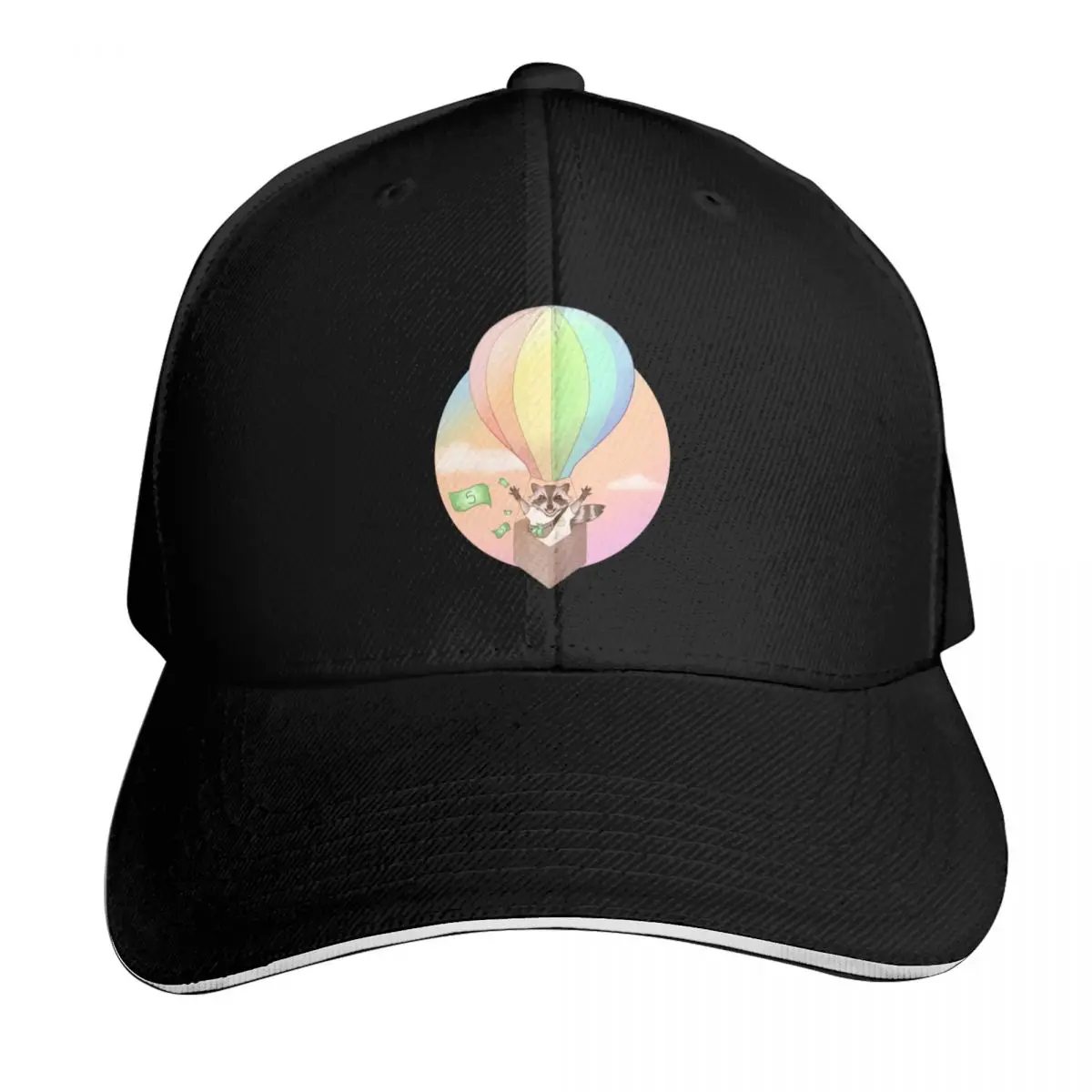 Raccoon In Balloon (Pride) Baseball Cap Snapback Flat Bill Strapback Dad Hat Six Panel Structured Crown