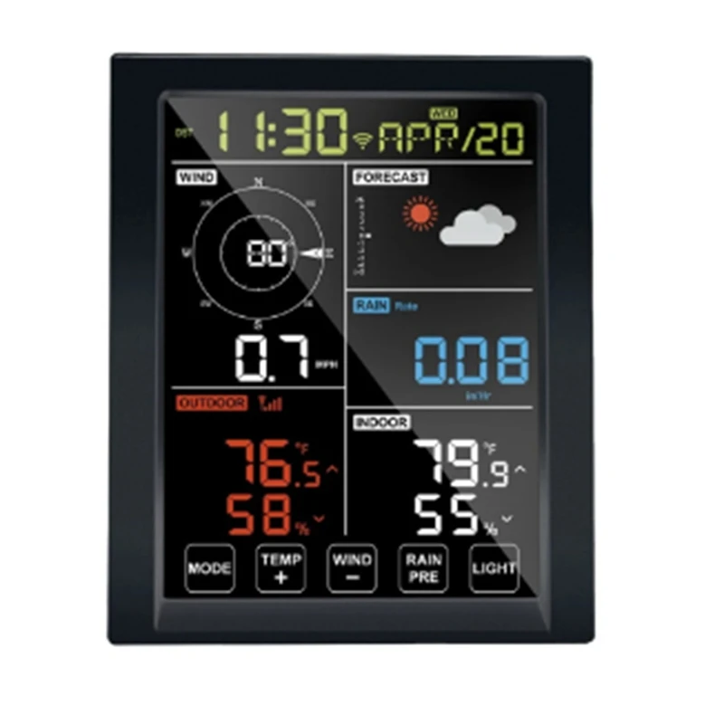 

WN1980 C Weather Station Display Console Receiver WLAN Gateway, Self-Contained Barometric Temperature Humidity Easy To Use