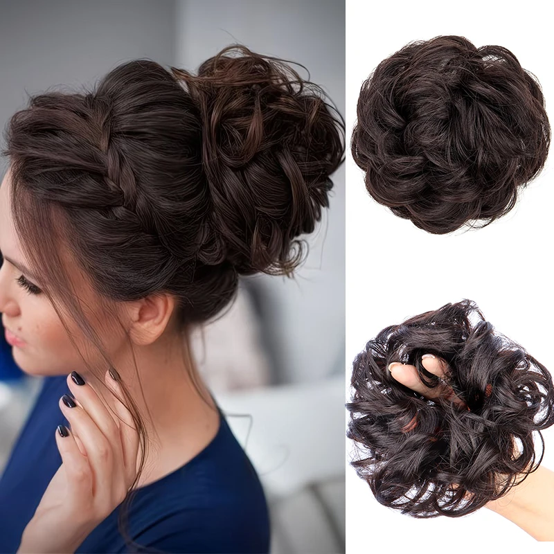 

Элегантный синтетический накладной пучок для женщин, пышный, на резинке, короткий кудрявый, аксессуар для волос