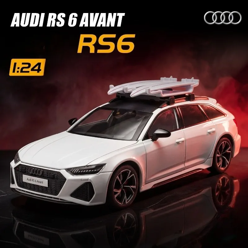 

Официально лицензированная коллекционная модель автомобиля Audi RS6 Avant из сплава, масштаб 1:24, со звуком и светом, миниатюрная машинка, подарок на день рождения для парня