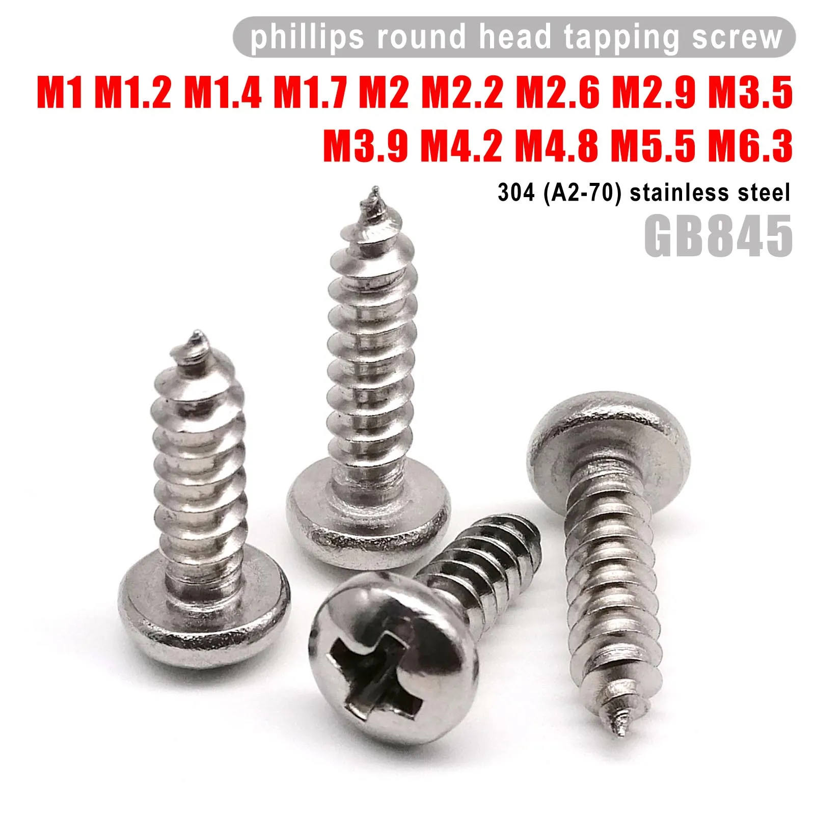 1,2 stücke m1 m 1,4 m 1,7 m 2,2 m 2,6 m 1, 5 m3 m4 m5 m6 mini Edelstahl Kreuz schlitz pfanne Rundkopf selbst schneidende Holz schraube