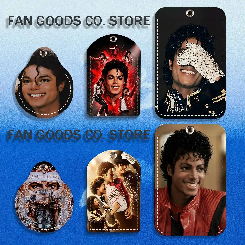 Music Michael J-Jackson PU Leather Card Holder Keychain Key Ring Door Lock Access Tag ID Access Card Air Tag Case Keychain Card
