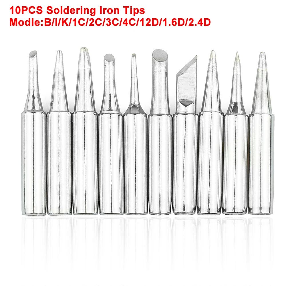 NEWACALOX 10PC 900M-T Soldering Iron Tips Replacement Kit Lead-free Welding Tip For HAKKO 936,937,907,Yihua Soldering Station