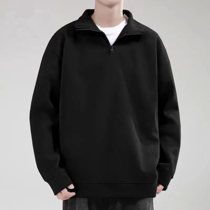 

Loose Men's Hoodie Spring Autumn Trendy Versatile High-End Feel Half Zipper American Style Jacket for Teenagers And Youth Lar...