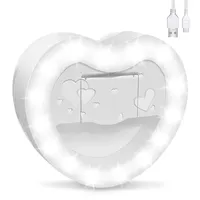 23 LEDs Heart-shaped Fill Light with Mini Mirror 250mAh Battery Dimmable USB Rechargeable Portable Mobile Phone Holder Clip Lens
