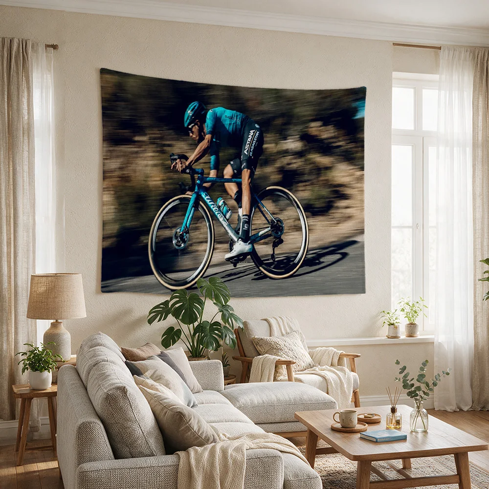 Vibrant Cycling Race Action Wall Tapestry Poster for Home Gym Sports Decor Cycling Fan Gift