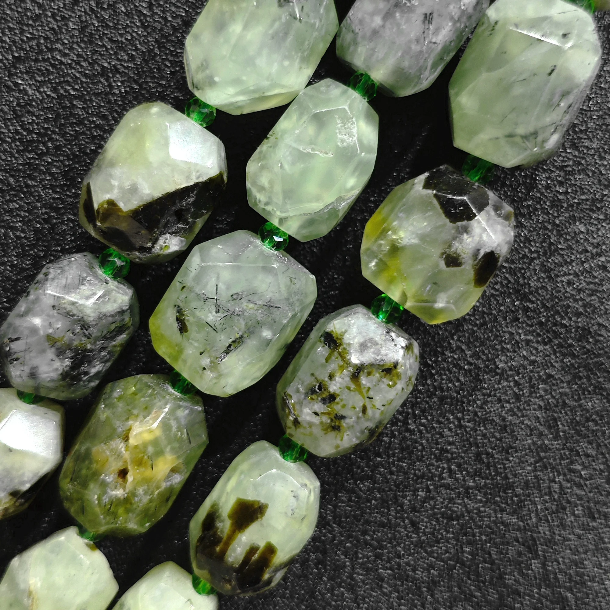 Large Prehnite Faceted Nugget Beads Wholesale Rough Column Loose Gemstone Crystal Strand for Designer DIY Jewelry Making