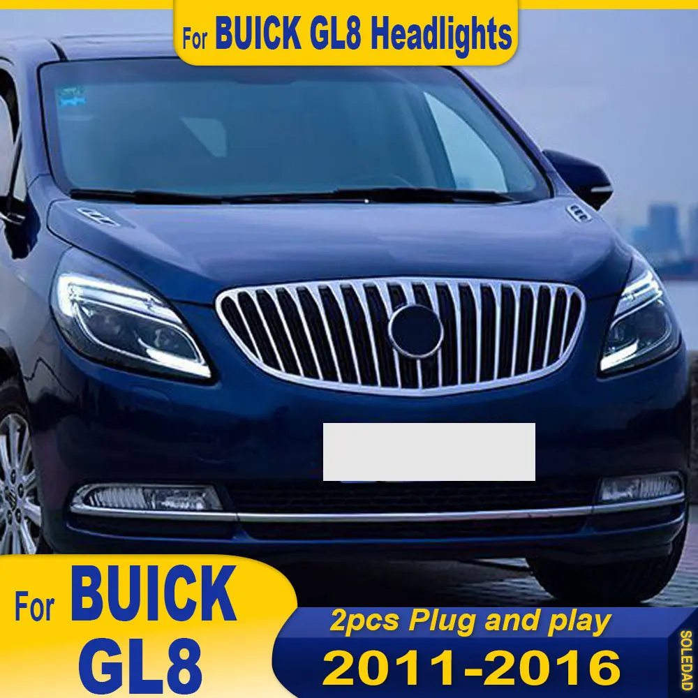 

Автомобильные полностью светодиодные фары для Buick GL8 2011-2020, фары со светодиодными DRL, динамический поворотный проектор, фары Plug and Play, 2 шт.