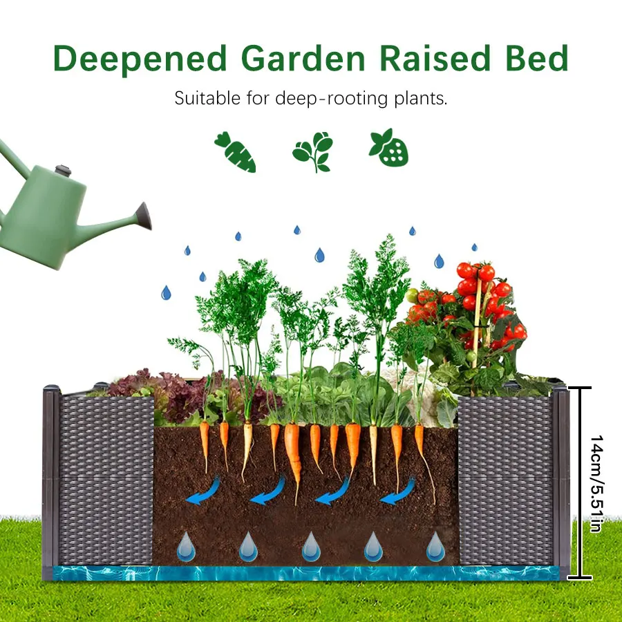 Pudełko do sadzenia warzyw Stojak na rośliny Duża doniczka Podniesione łóżko ogrodowe Pudełko do sadzenia Plastikowa doniczka ogrodowa Dekoracje