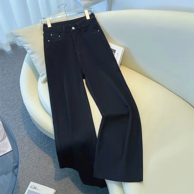 Light-colored Wide-leg Jeans Women's Spring Summer New Pear-shaped Body Loose Covering Large Horn Mopping Long Pants