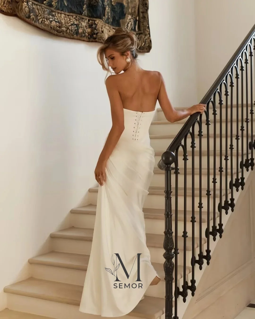 Semor Elegant Stain Mermaid Wedding Dresses For Woman Strapless Sleeveless Bridal Gown 2026 Pleat vestido de novia Customized