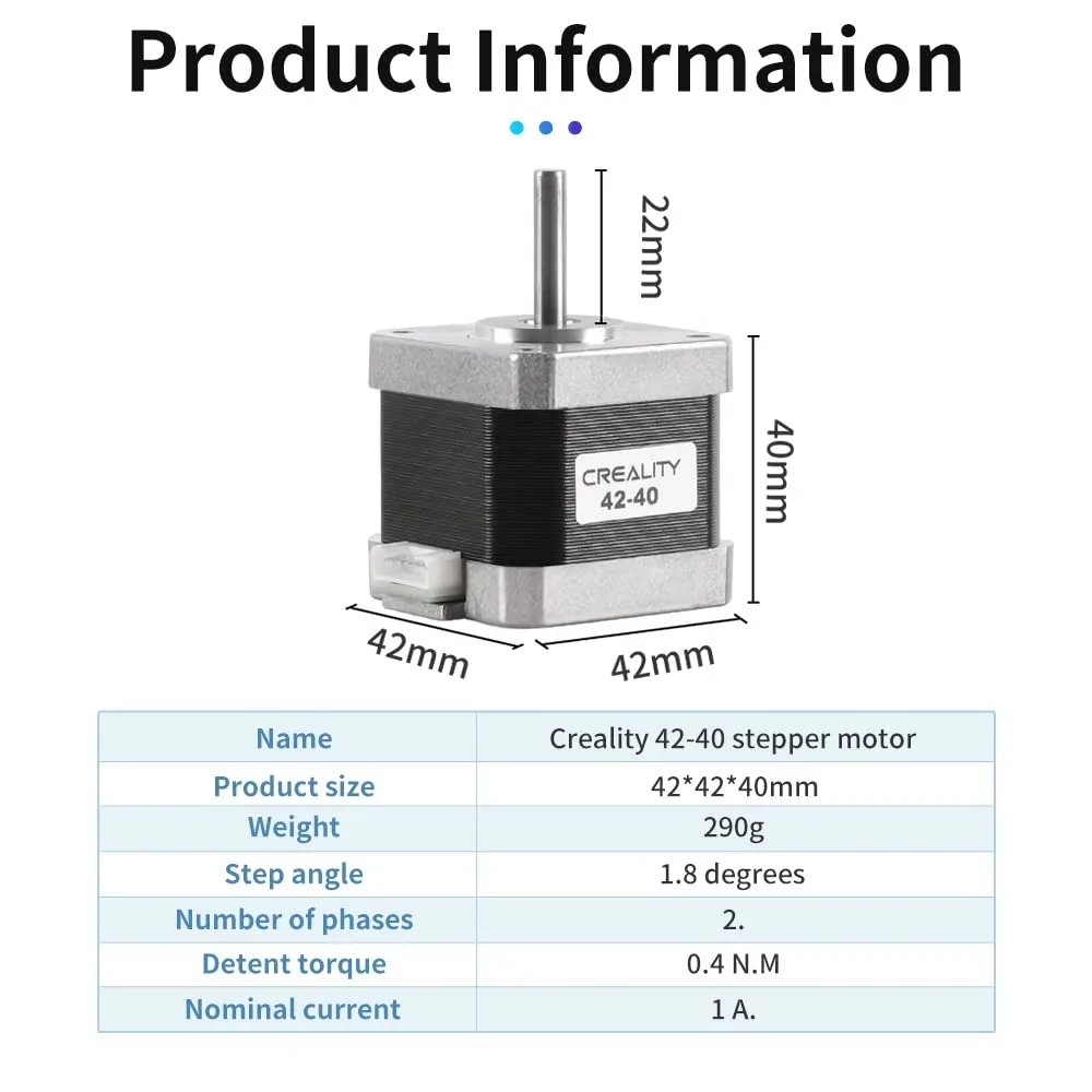 Creality Original 42-40 Stepper Motor X/Y/Z-Axis Stepping Motor with Gear,2 Phase 1A 1.8 Degree 0.4N. M for Ender-3 Max/CR-6 SE 2