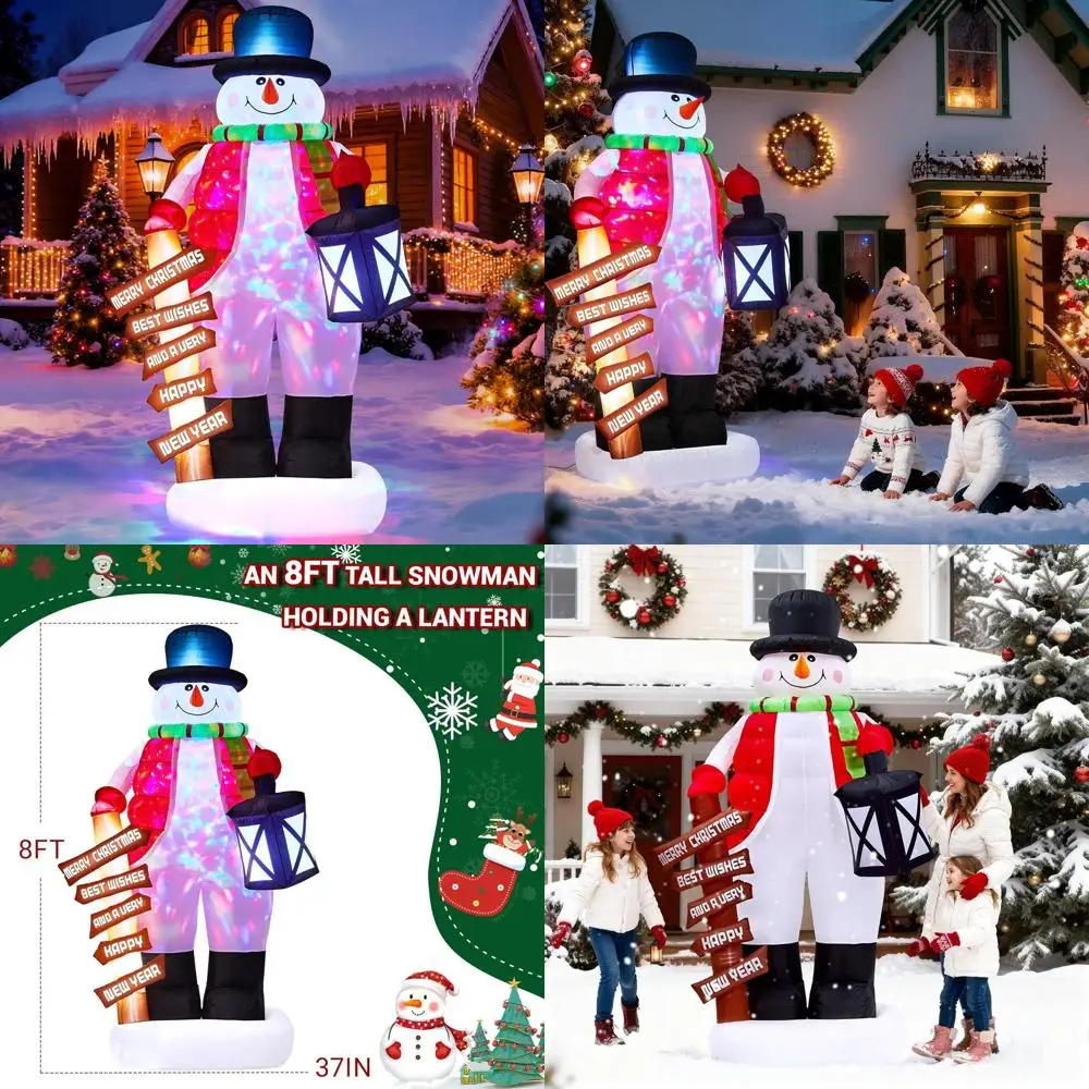 

Надувной снеговик высотой 2,4 м со светодиодной подсветкой, уличное рождественское украшение для двора, всепогодный, для сада и вечеринок в помещении