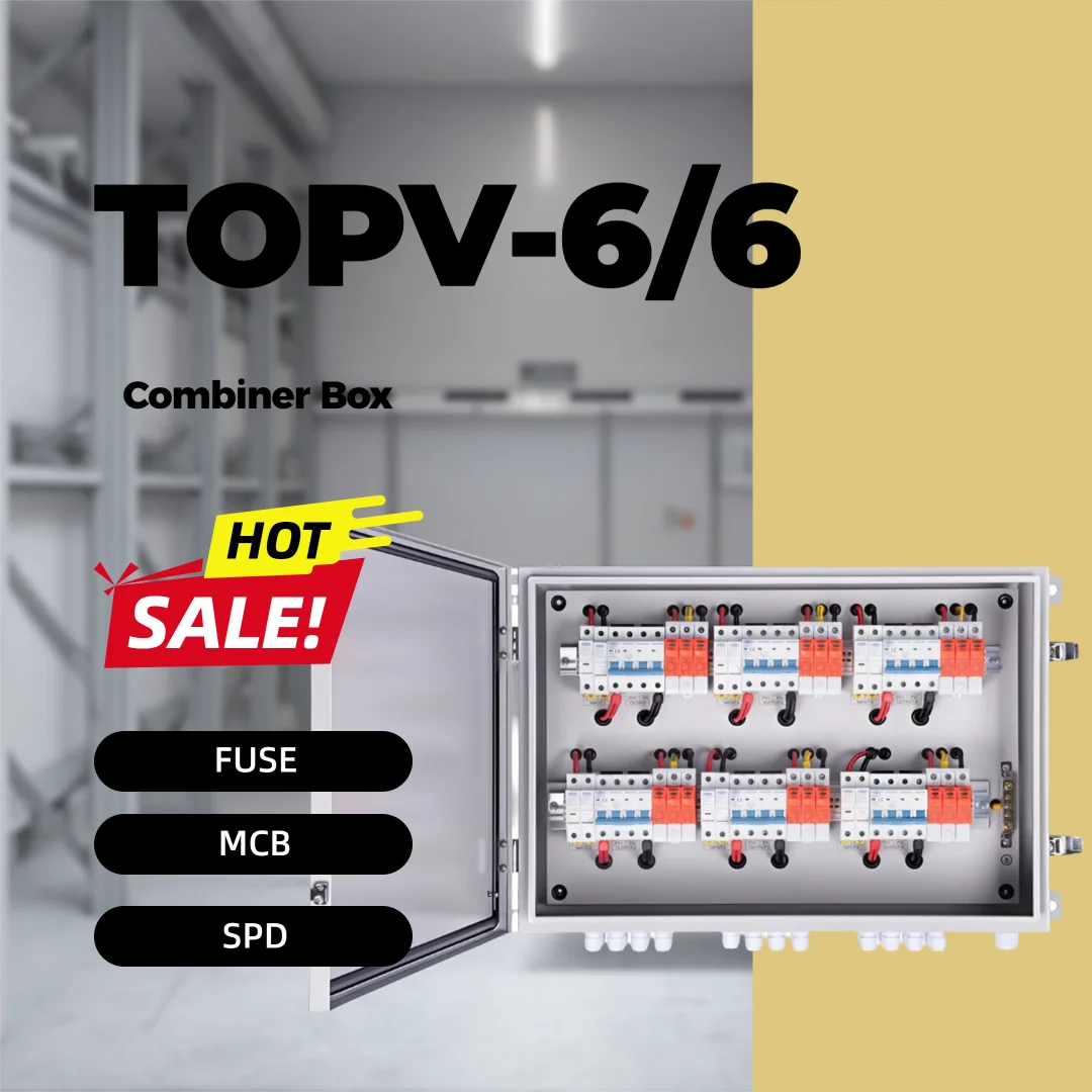 TOMZN 6 IN 6 OUT Metal Solar Strings Junction Box Steel PV DC Combiner Box  FUSE MCB SPD 1000V for Photovoltaic System