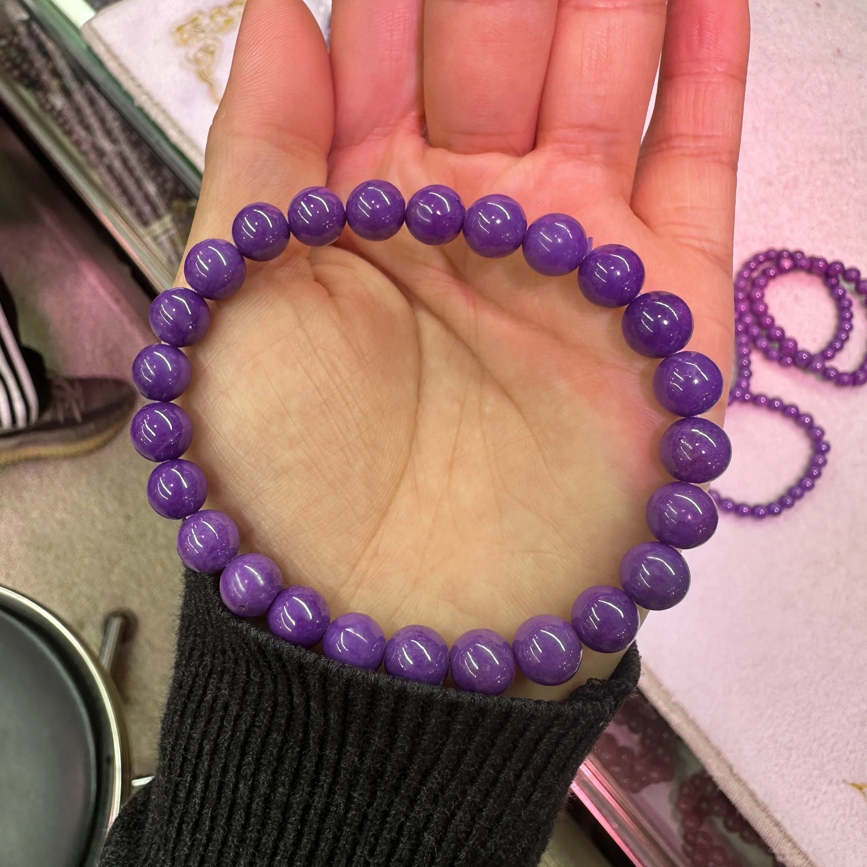 AAAAA Natural Lepidolite Round 7-8mm Beads Purple Bracelet Natural Gem Bracelet Women's Gift Energy Stone Jewelry Wholesale!