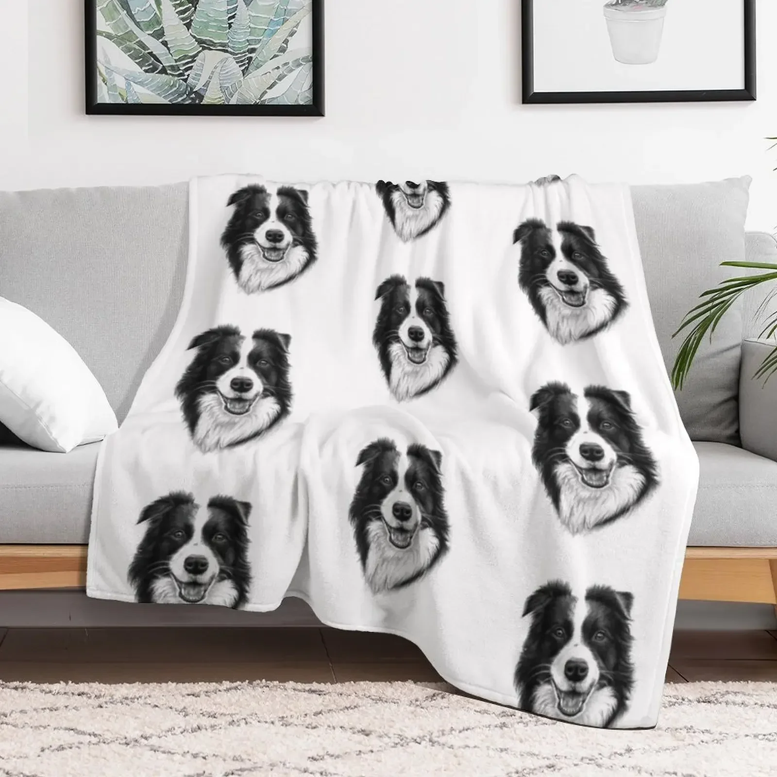 Border Collie Throw Blanket Quilt Soft Plush Plaid manga Designers Blankets