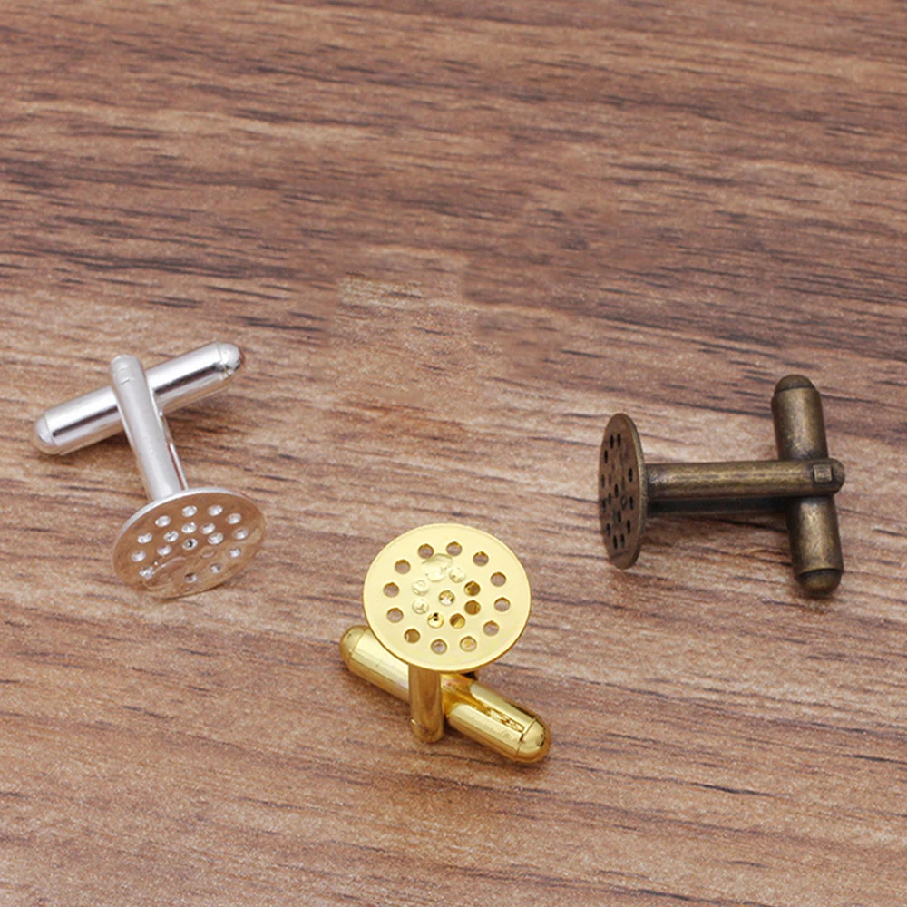 10pcs 12mm French Style Cufflink Blank Setting Hollow Cabochon Cameo Base DIY Clothes Cufflink Jewelry Making Supplies Wholesale
