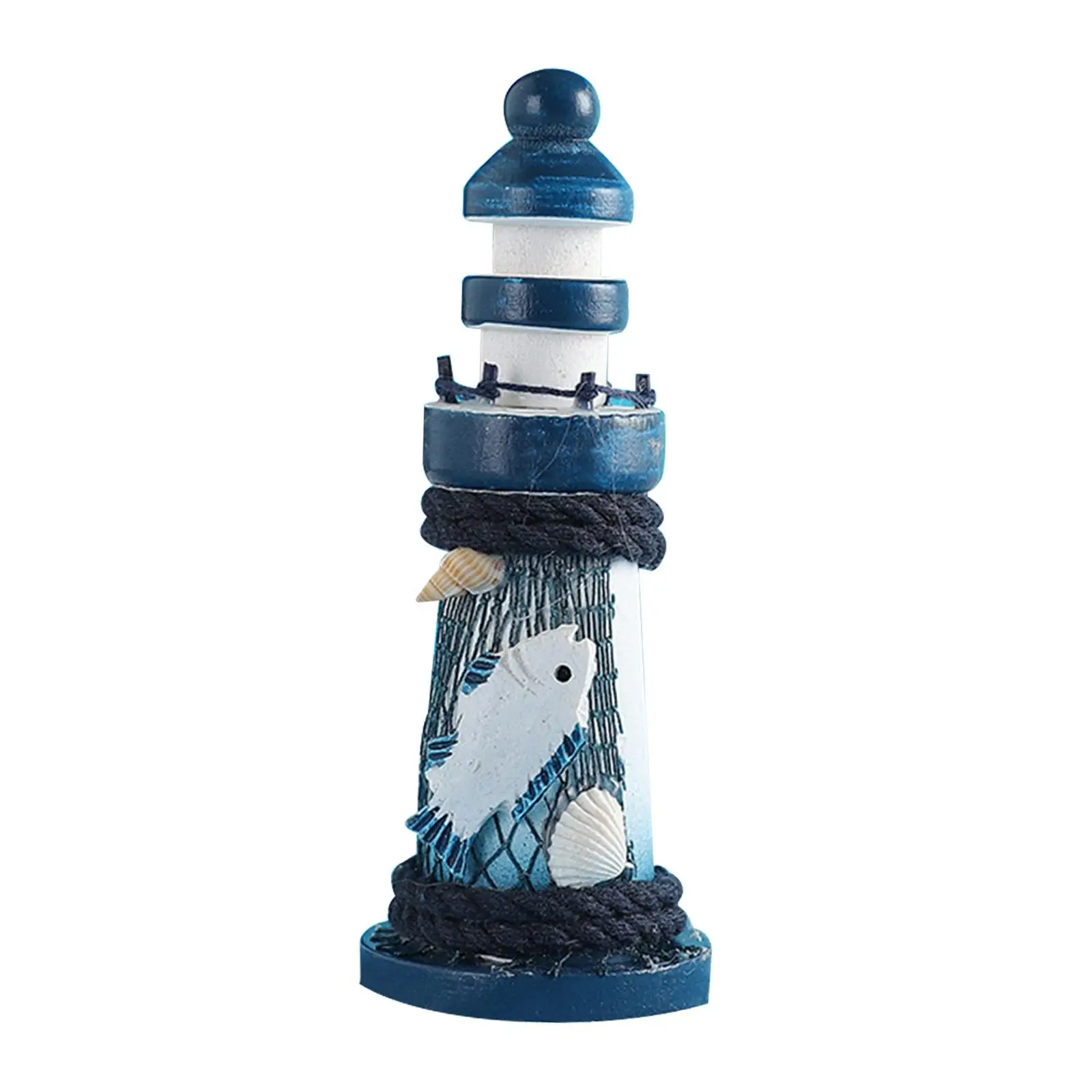 Wood Lighthouse Statue Collection Mediterranean Beach Themed Ornament Sculpture for Bedroom Cabinet Entrance Desk Birthday Gift