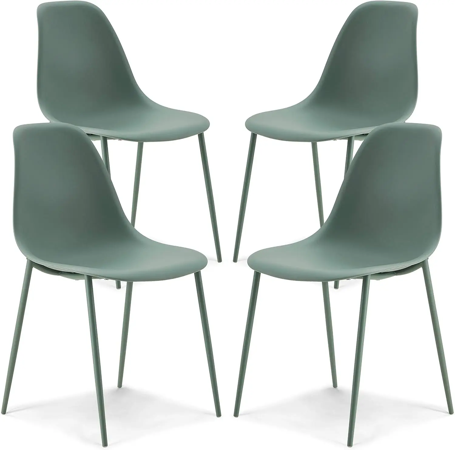 Isla Modern Kitchen Chairs Set, cadeira de plástico com pernas metálicas, montagem rápida, cadeiras café simples, 4