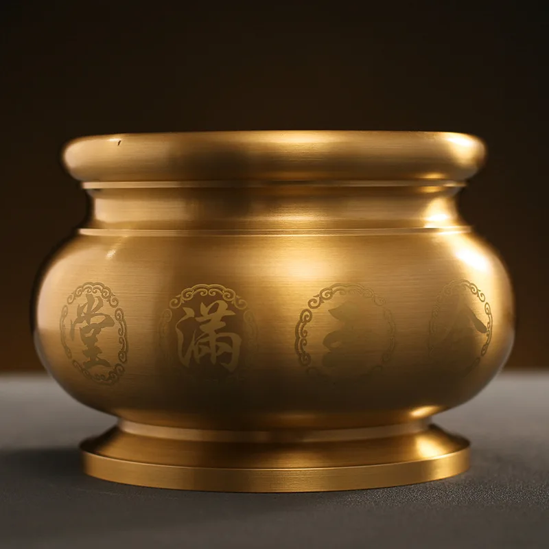 Copper Round Lip Aromatherapy Buddha Worship In Buddhist Hall Enshrine God Of Wealth Auspicious Incense Burner In