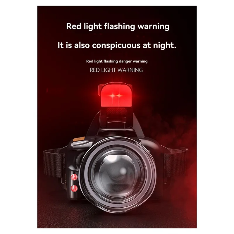 

A61P Сильный свет Светодиодный налобный фонарь Супер яркая фара Телескопический зум Type-C USB Перезаряжаемый налобный фонарь с цифровым дисплеем