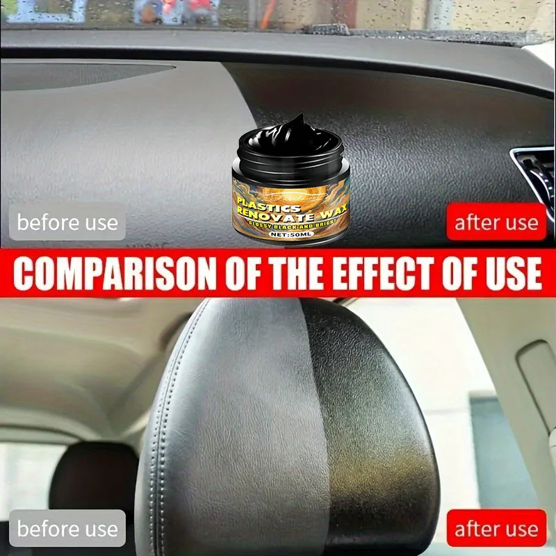 شمع داخلي للسيارة 50 جرام، كريم العناية بالجلد للوحة القيادة ووسادة المقعد، تلميع تجديد يعزز البلاستيك والجلد، P