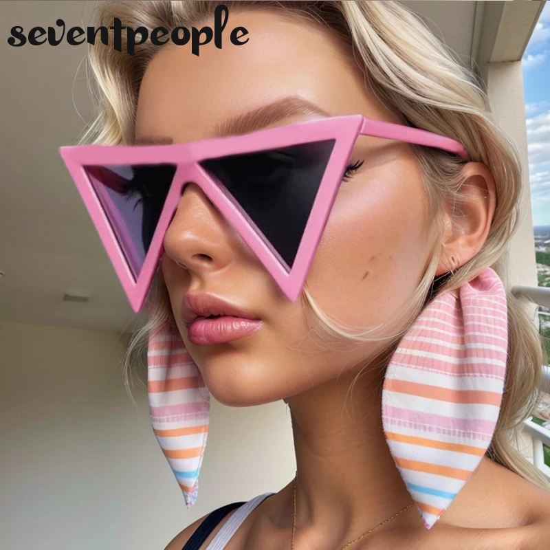 

Fashion Oversized Triangle Sunglasses Women 2025 Luxury Brand Vintage Punk Goggle Shades Trendy Windproof Sunglass For Ladies