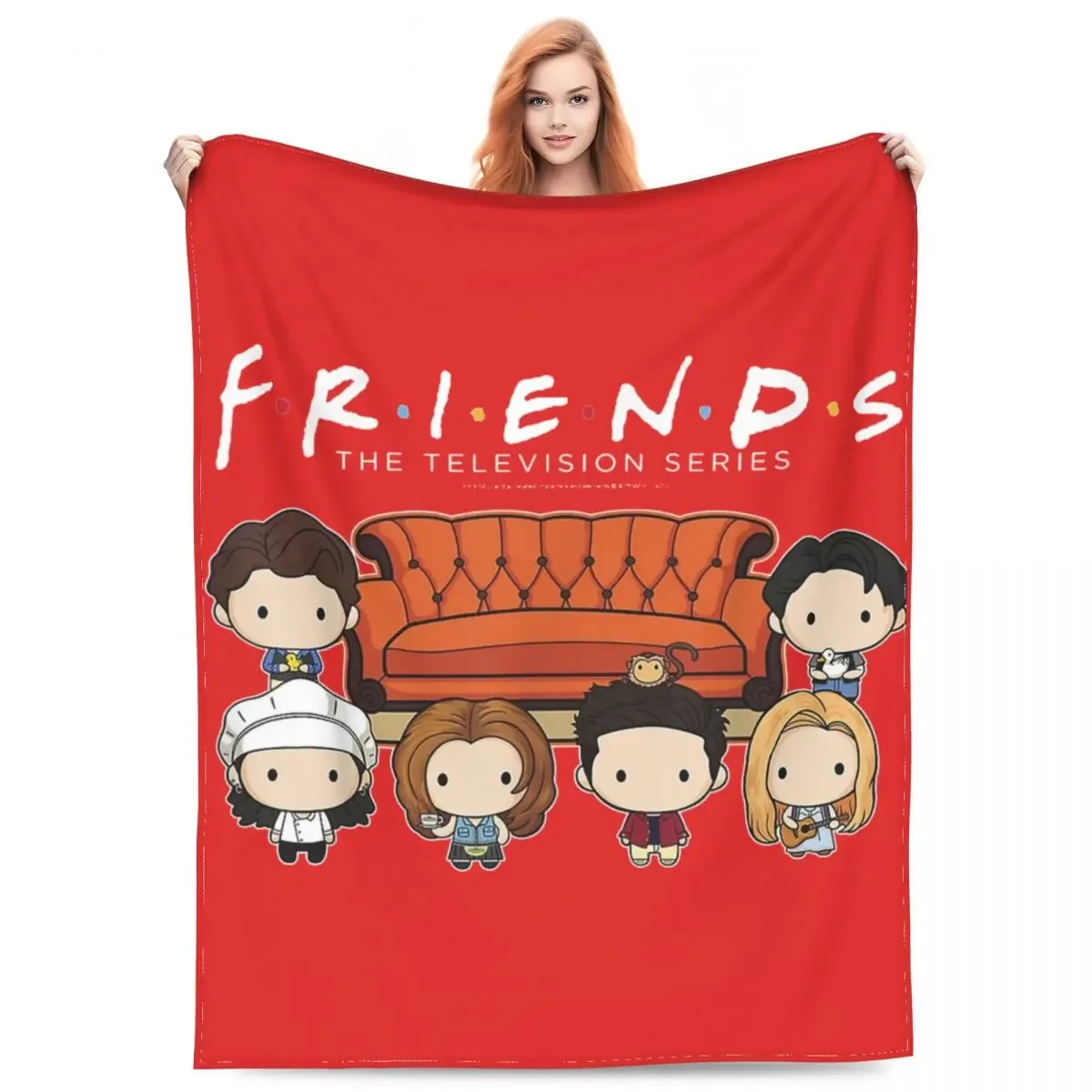 Friends Chibi Couch Crew Logo Blankets Flannel Decoration Friends TV Show Relax Thin Throw Blanket for Bed Outdoor Bedspreads