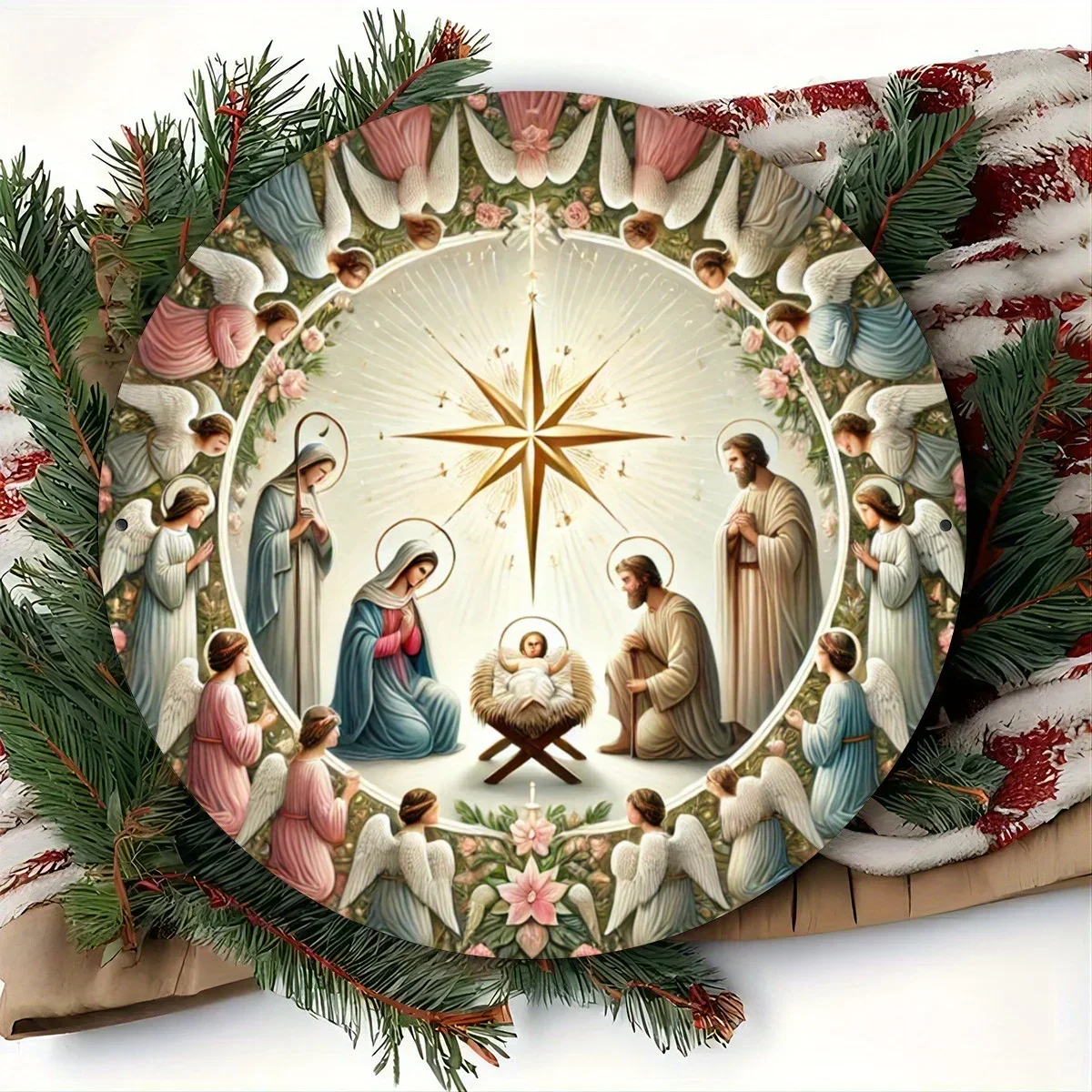Nativity Scene Aluminum Sign -  Waterproof Wall Art for Home, Restaurant, Bar & Cafe - Perfect Easy-Hang Holiday Gift
