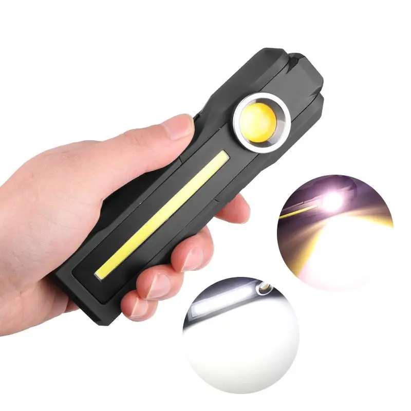 Luz de trabalho recarregável LED COB, Dobramento magnético portátil, Carregamento USB, Lanterna portátil, Iluminação exterior para camping, Caminhadas