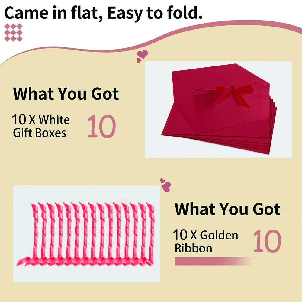 10pcs Wedding Gift Box，bridesmaid gift proposal， Bow Ribbon Birthday Event & Party Decoration Storage Gift， Wrap Bridesmaid Pro view 4