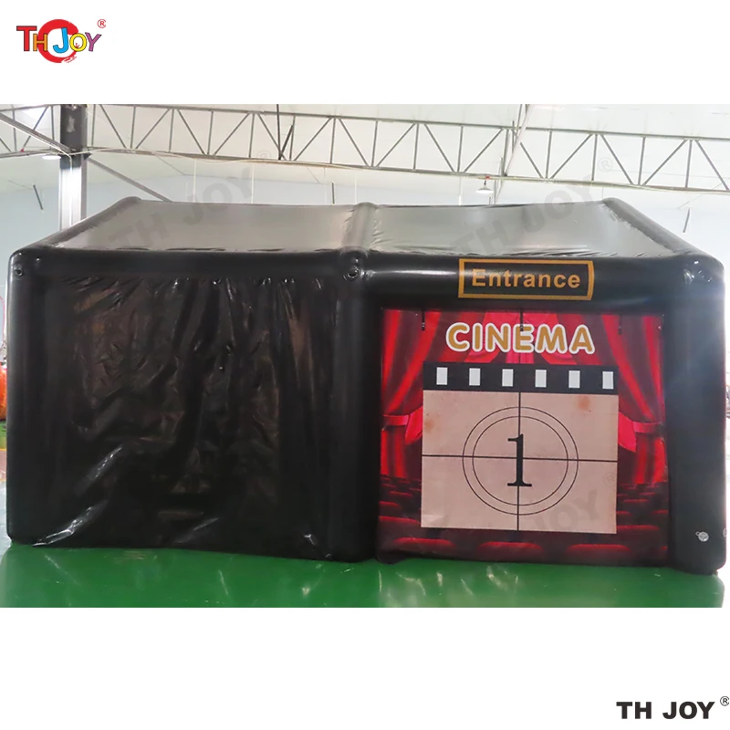 Free Air Shipping To Door,5x4m Portable Airtight Inflatable Cinema House Movie Tent Black Inflatable Party Marquee Tent for sale