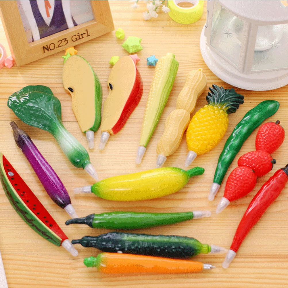 5Pcs Adorable Fruit Pens Long Lasting Student Stationery Supplies Writing Marking Cards Assorted Styles