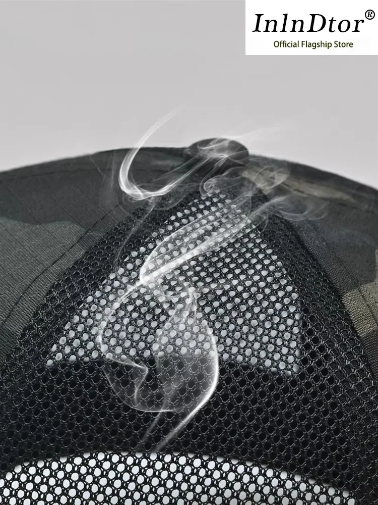 Inlndtor หมวกทหารขนาดใหญ่สำหรับกิจกรรมกลางแจ้ง, หมวกเบสบอลสไตล์บางใส่ในฤดูร้อนหมวกลายพรางปักลายพรางหมวกสำหรับผู้ชาย