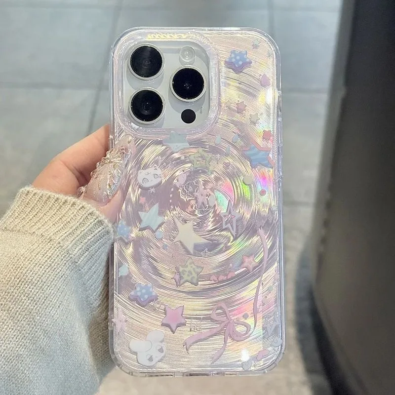 Sterne Vortex Muster Telefon Fall Für iPhone 16 Pro Max Fall Für iPhone 11 14 13 12 15 Pro max Anti-drop Stoßfest Stoßstange Abdeckung