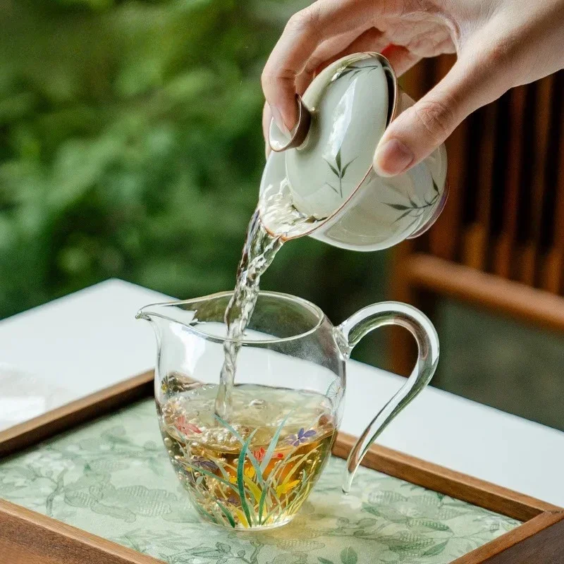 120ml Plant Ash Hand-painted Bamboo Gaiwan Retro  Tureen Bowl With Lid Kit  Making Cover Bowl Ceremony Decoration