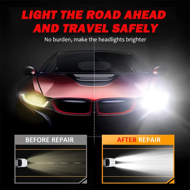 Car Headlight Restoration Polishing Kits Headlamp Scratch Remover Repair Cleaning Paste Remove Oxidation Headlight Polish Liquid